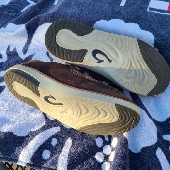 Men's Olukai Kalia brown Leather Slip-OnShoe Collapsible Heel - Picture 8 of 10